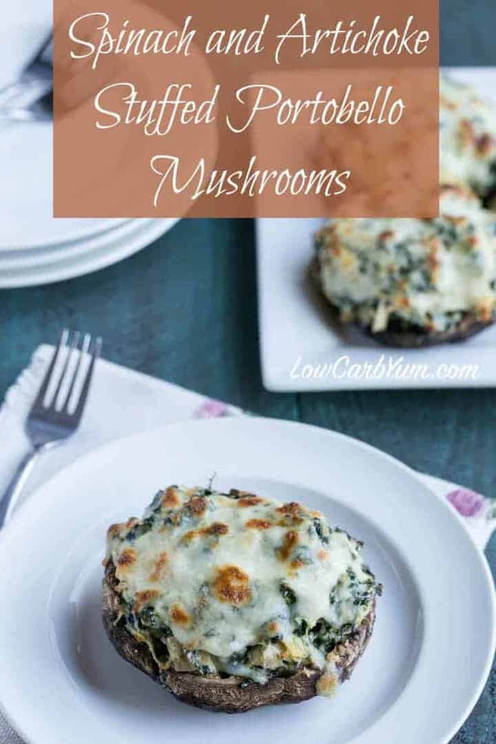 Stuffed Portobello Mushrooms with Spinach & Artichoke - Low Carb Yum