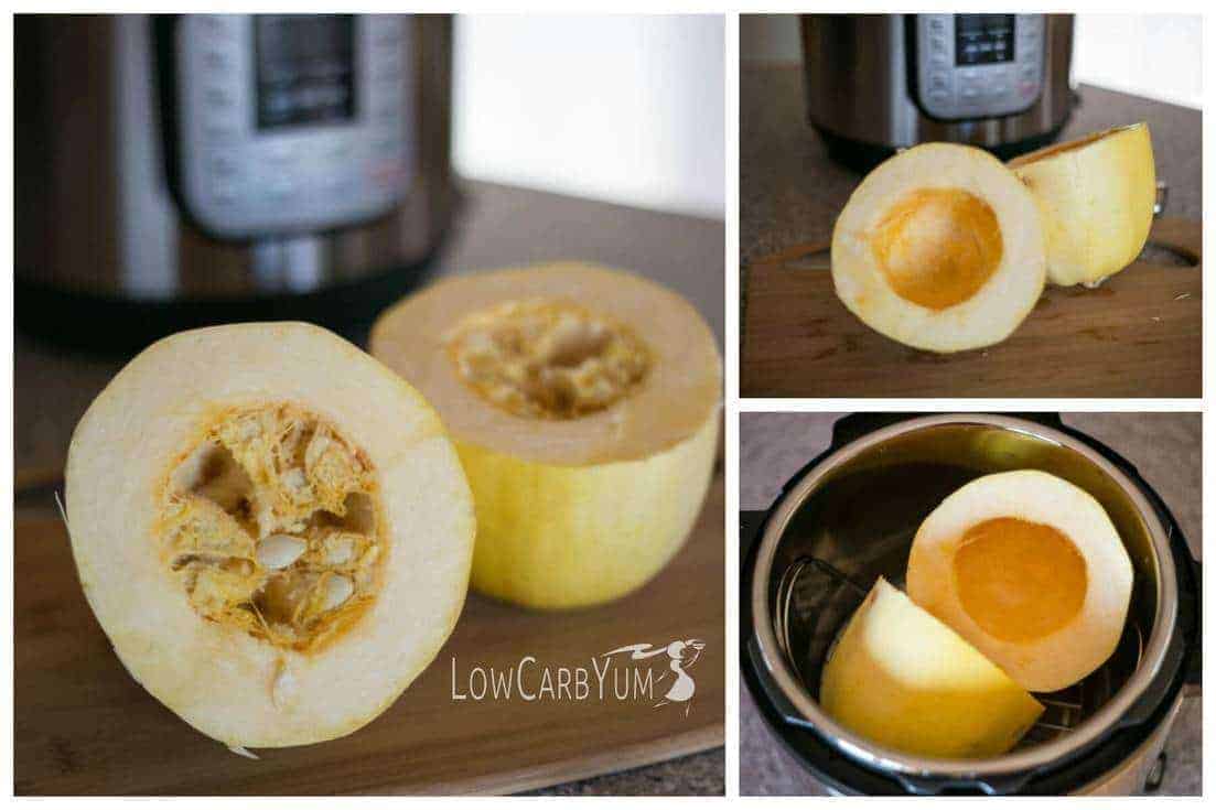 steps for cooking spaghetti squash in Instant Pot
