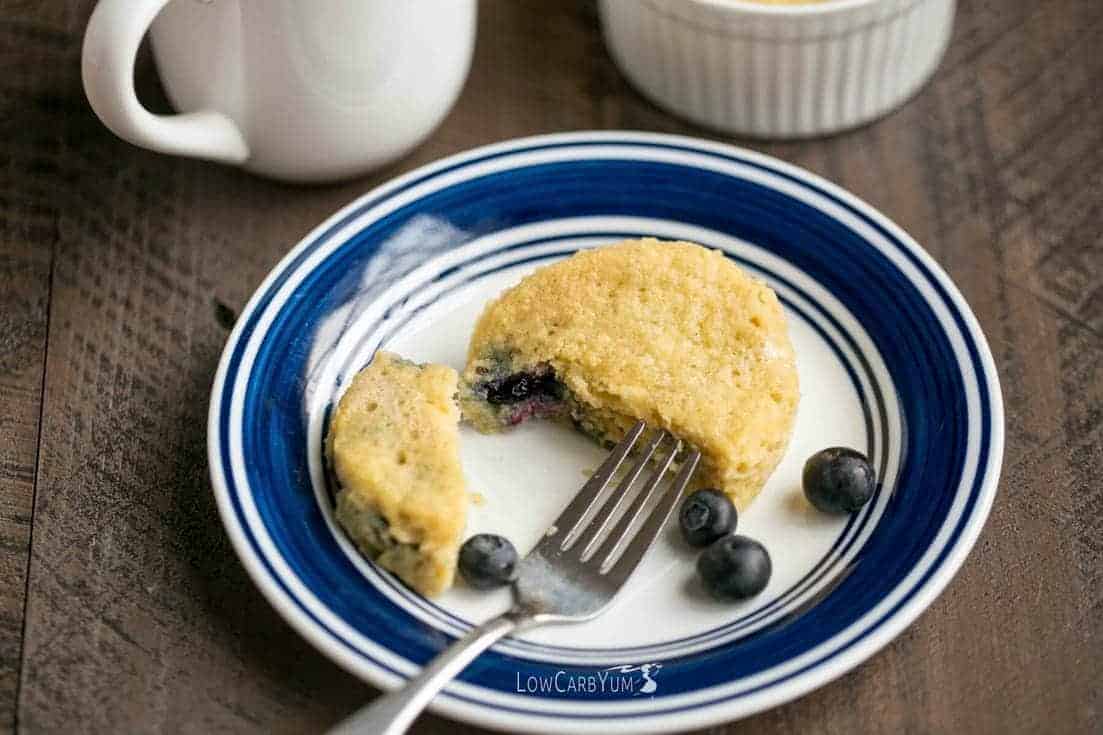 Low carb blueberry mug cake