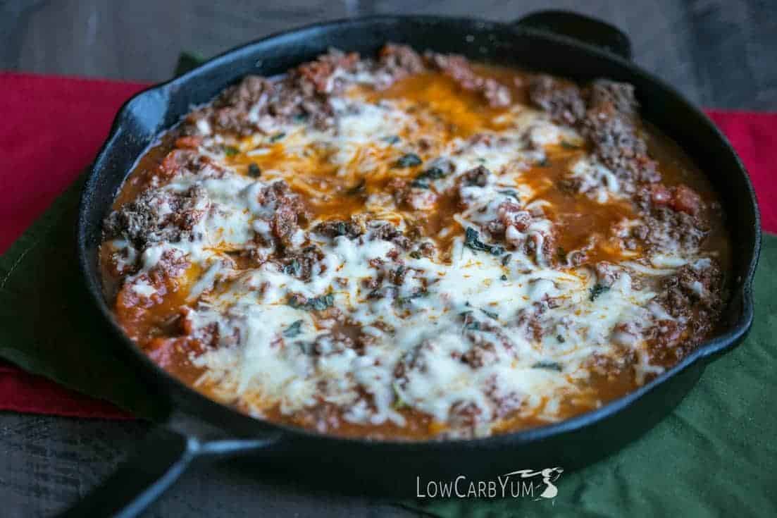 Low carb keto skillet lasagna from Ketogenic Cooking