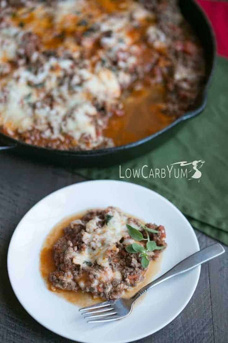 skillet lasagna recipe from the Quick & Easy Ketogenic Cookbook