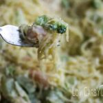 Low carb broccoli shrimp spaghetti squash alfredo | LowCarbYum.com
