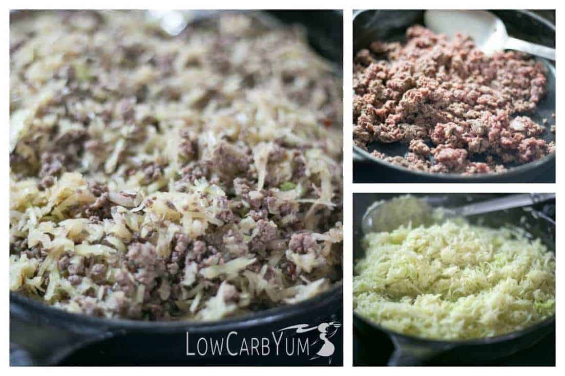 preparing skillet cabbage beef