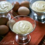 A creamy egg fast lemon pudding custard with less than 1 gram total carb per serving. It's perfect for those on a very low carb keto diet. | LowCarbYum.com