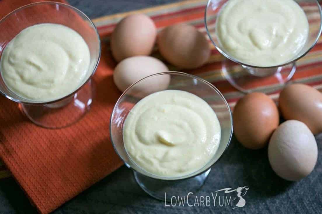 Low carb keto egg fast lemon pudding custard | LowCarbYum.com