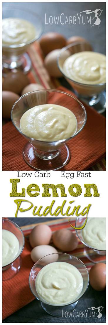 A creamy egg fast lemon pudding custard with less than 1 gram total carb per serving. It's perfect for those on a very low carb keto diet.