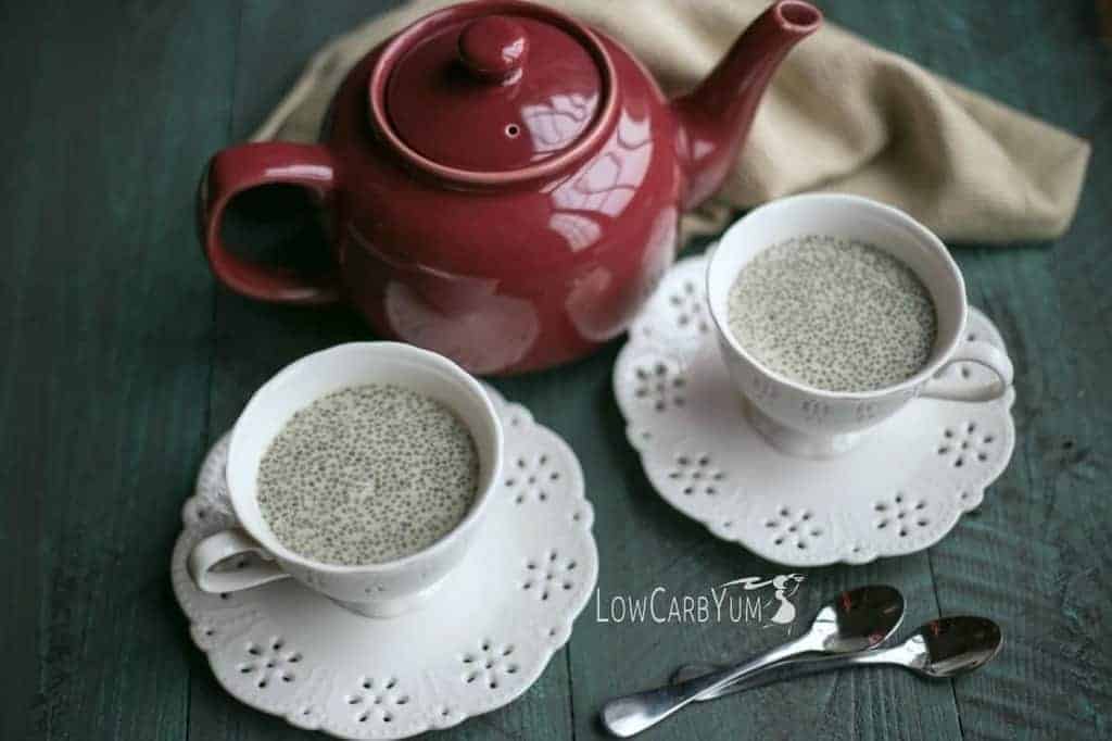 Low carb matcha green tea chia pudding recipe | LowCarbYum.com