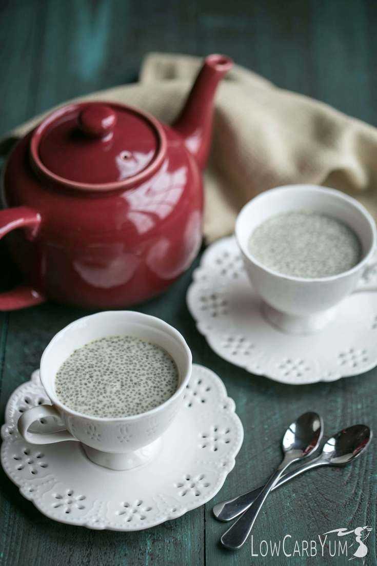keto matcha green tea pudding with chia seeds