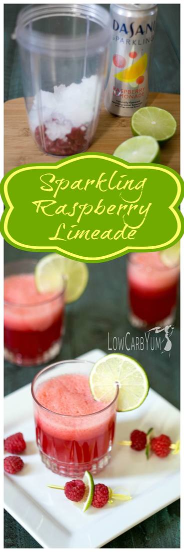 Make any day special with this low carb sparkling raspberry limeade mocktail. It's a low calorie sweet fruity drink to help you make every moment sparkle. #lowcarbdrink #lowcalorie | LowCarbYum.com