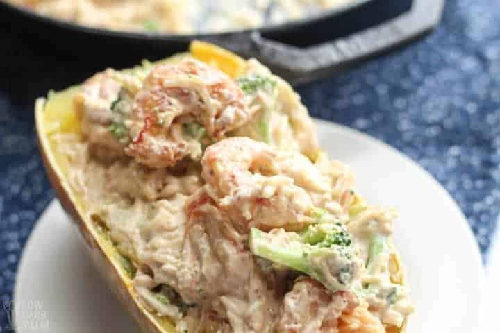 shrimp spaghetti squash alfredo