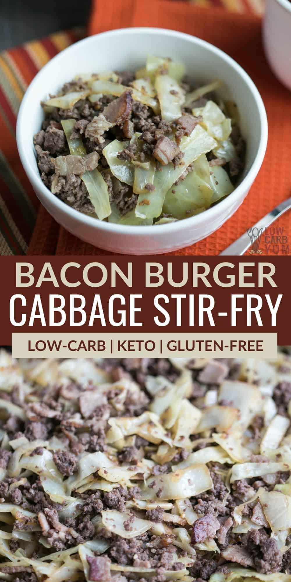 bacon burger cabbage stir fry pinterest image