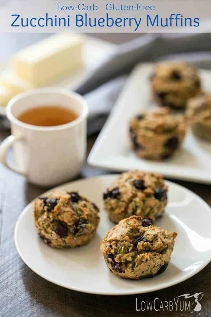 low carb gluten free zucchini blueberry muffins