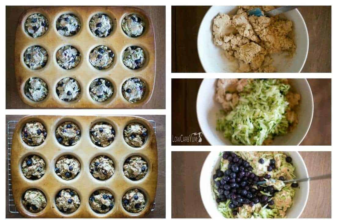 Low carb gluten free zucchini blueberry muffins