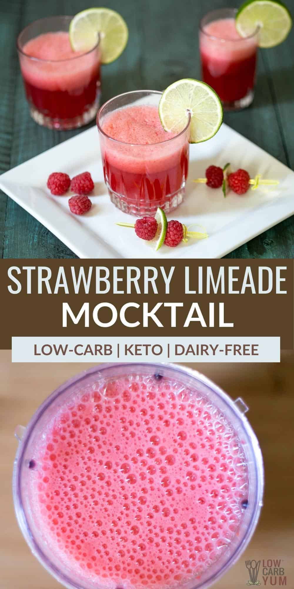 strawberry lime keto mocktail pinterest image.