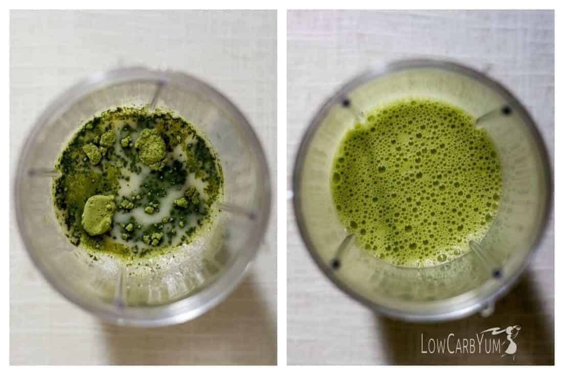 Low carb iced vanilla matcha green tea latte