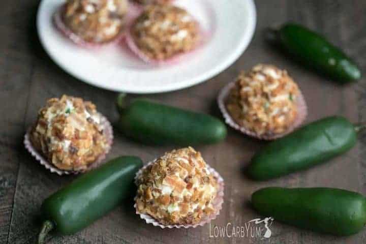 Low carb cheesy keto jalapeño poppers fat bombs