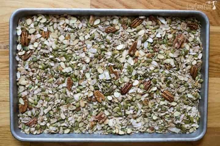 low carb muesli on baking pan