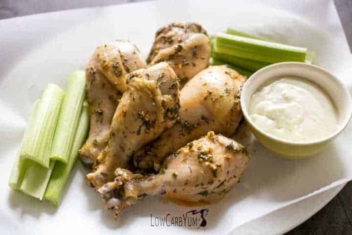 A simple slow cooker crock pot Buffalo chicken drumsticks recipe that takes only a minute to prepare. Just dump the ingredients into the crock pot!
