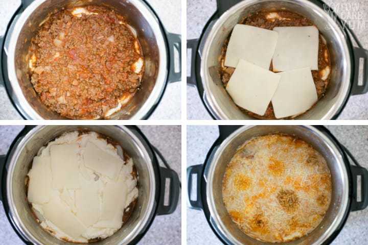 Directly in pot method for Instant Pot lasagna final steps