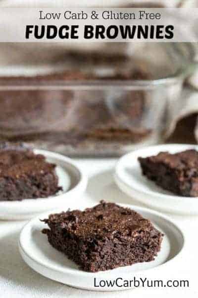 These low carb brownies are so rich and fudgy it's hard to distinguish them from the real thing. A welcoming treat for the chocolate lover's sweet tooth. #sugarfree #sugarfreedessert #lowcarb #brownies #lowcarbbrownies #lowcarbdessert | LowCarbYum.com