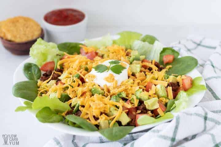 Keto Taco Salad w/ Cheese Taco Shells + Recipe Video