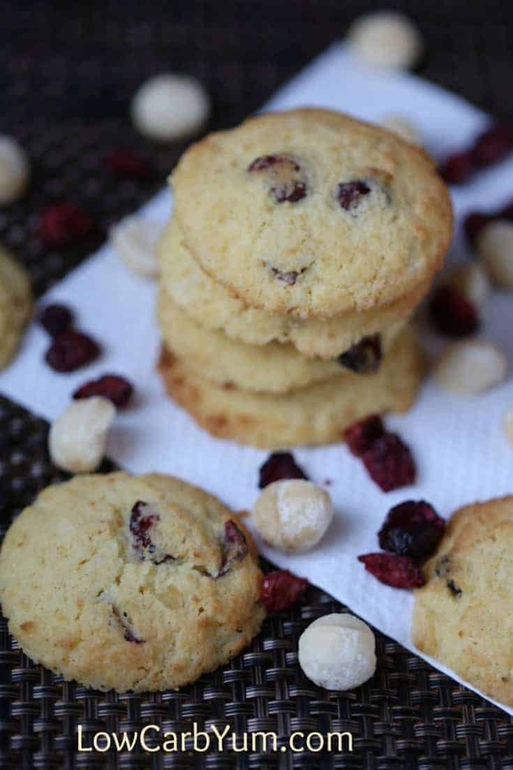 stacked cookies with nuts and cranberries