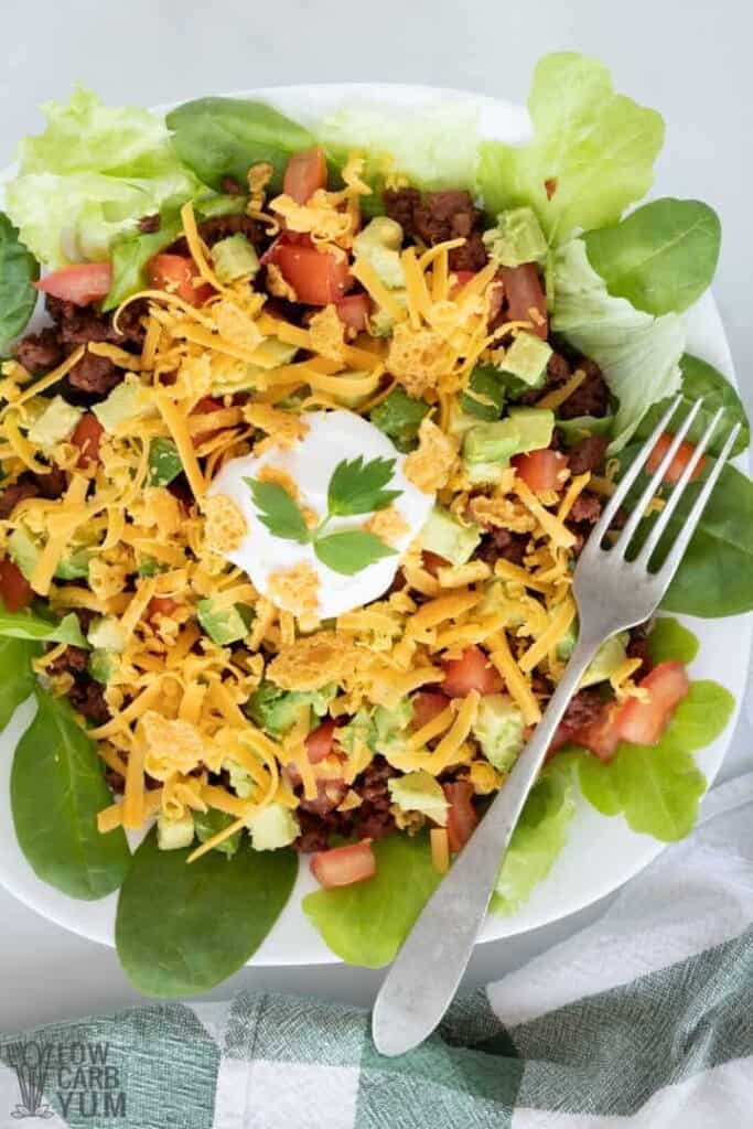 Keto Taco Salad Recipe (Low-Carb, Atkins) - Low Carb Yum