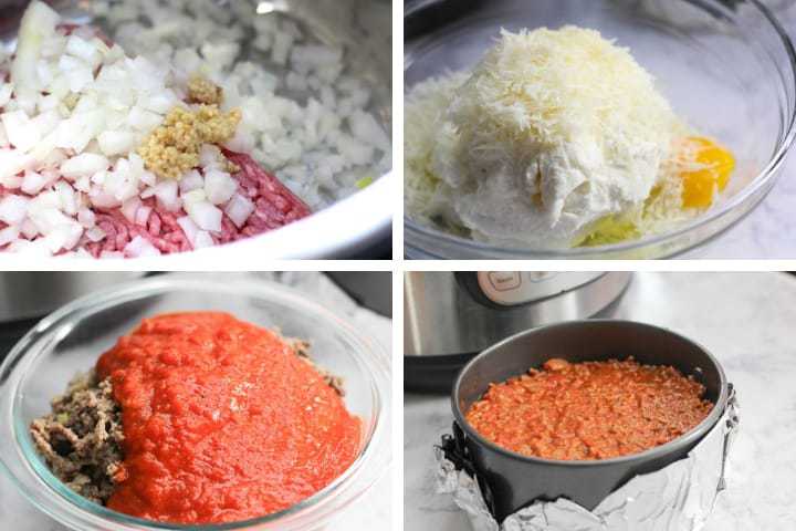 Pot in pot method for Instant Pot lasagna initial steps