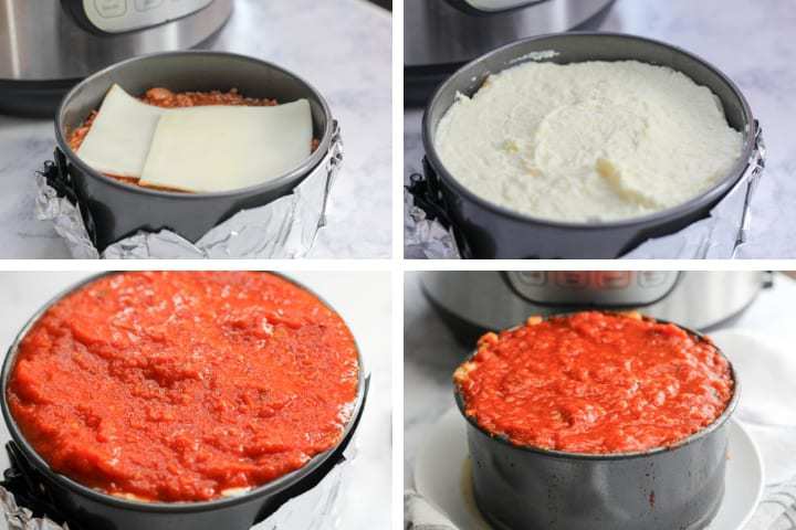 Pot in pot method for Instant Pot lasagna final steps