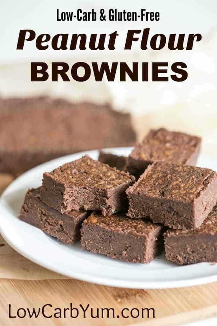 Gluten free chocolate brownies made with peanut flour