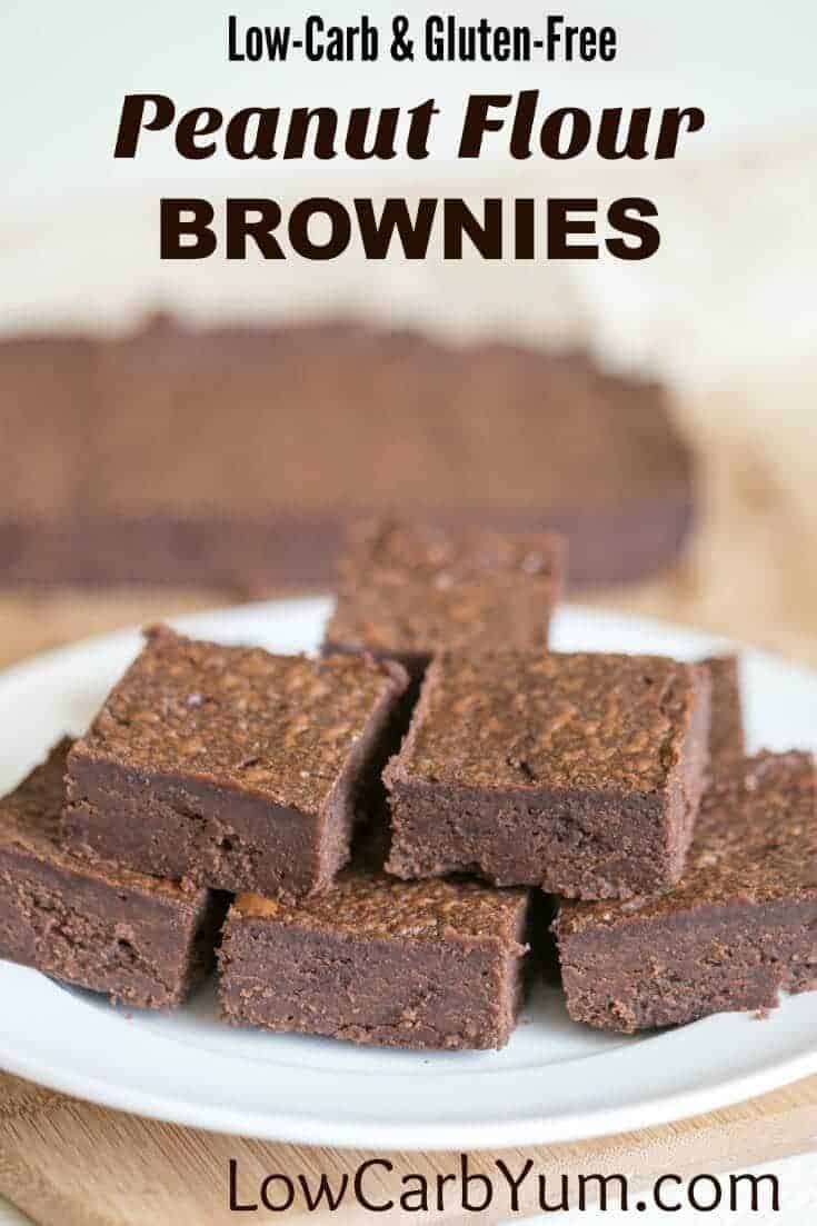 Gluten-free low-carb chocolate brownies made with peanut flour