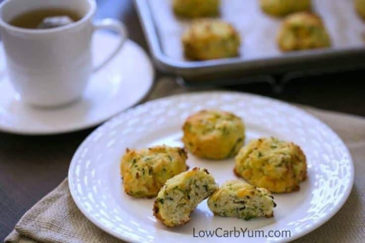 Low carb gluten free simple drop biscuits with zucchini and cheese 