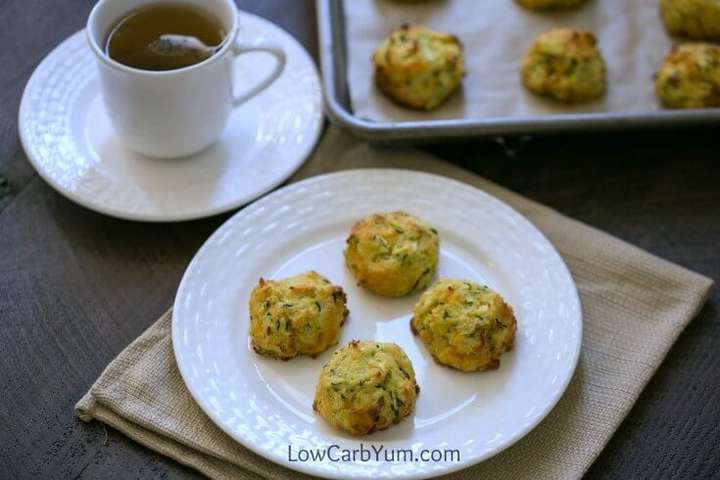 Low carb gluten free simple drop biscuits with zucchini and cheese 