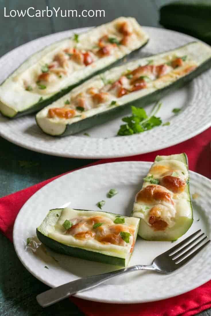 Low carb gluten free zucchini pizza boats