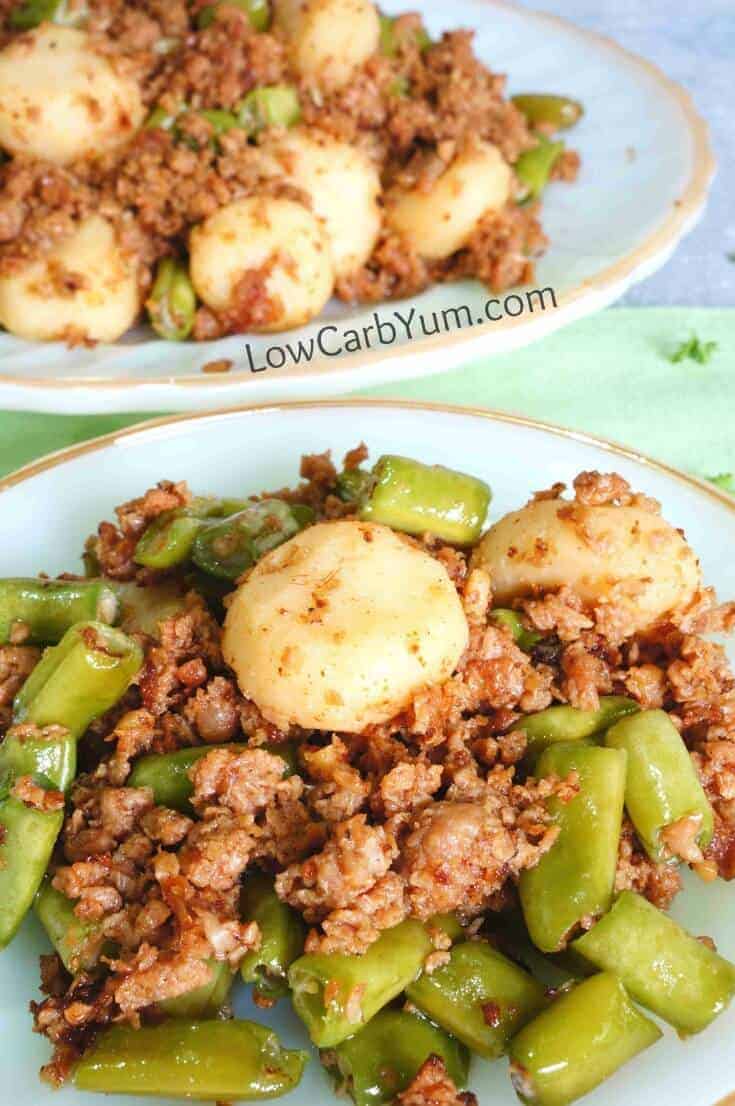 Easy hamburger green bean stir fry