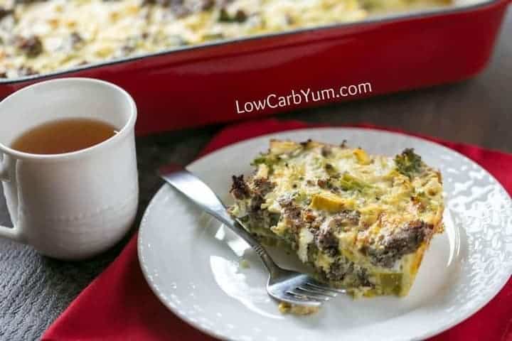 Easy paleo breakfast casserole with sausage and vegetables