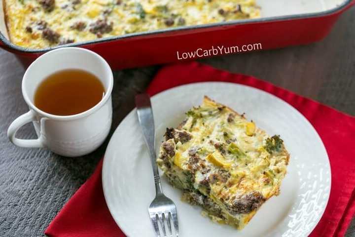 Easy paleo breakfast casserole with sausage and vegetables