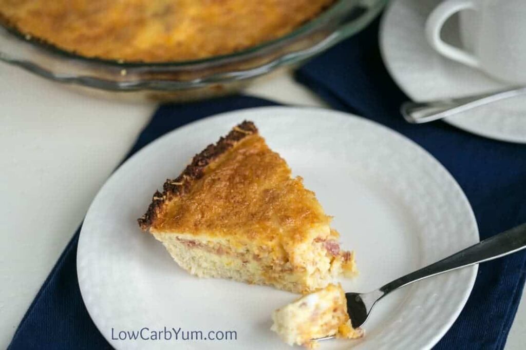 Bacon Cheddar Quiche with Cauliflower Crust Low Carb Yum