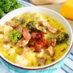 Broccoli Cauliflower Cheese Soup with Sausage