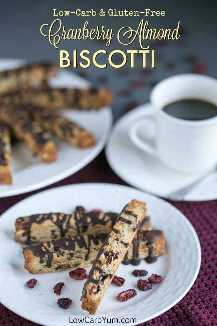 Low carb cranberry almond biscotti cookies