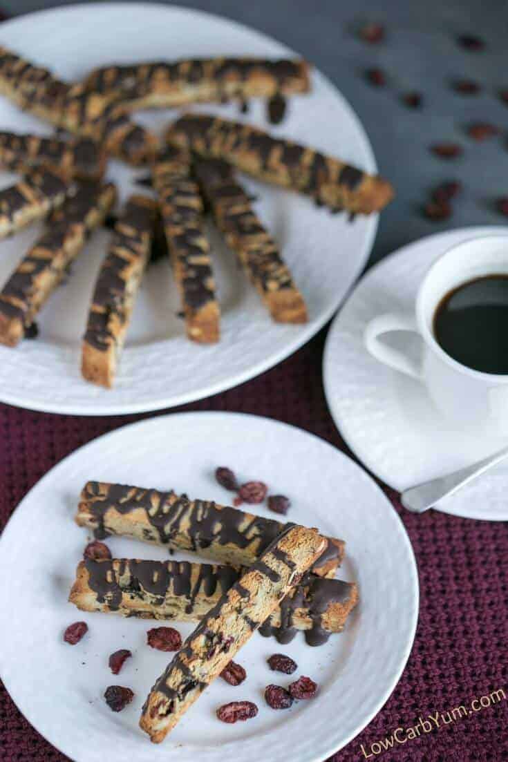 Low carb cranberry almond biscotti cookies