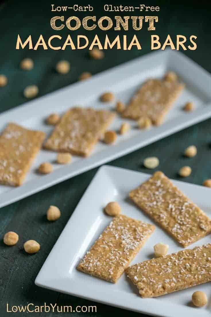 Low carb coconut macadamia bars from Breakfast in Five