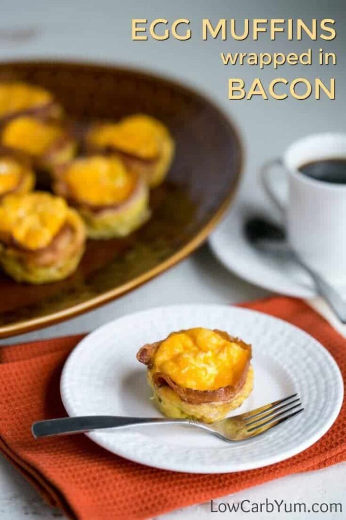 Low carb egg muffins wrapped in bacon