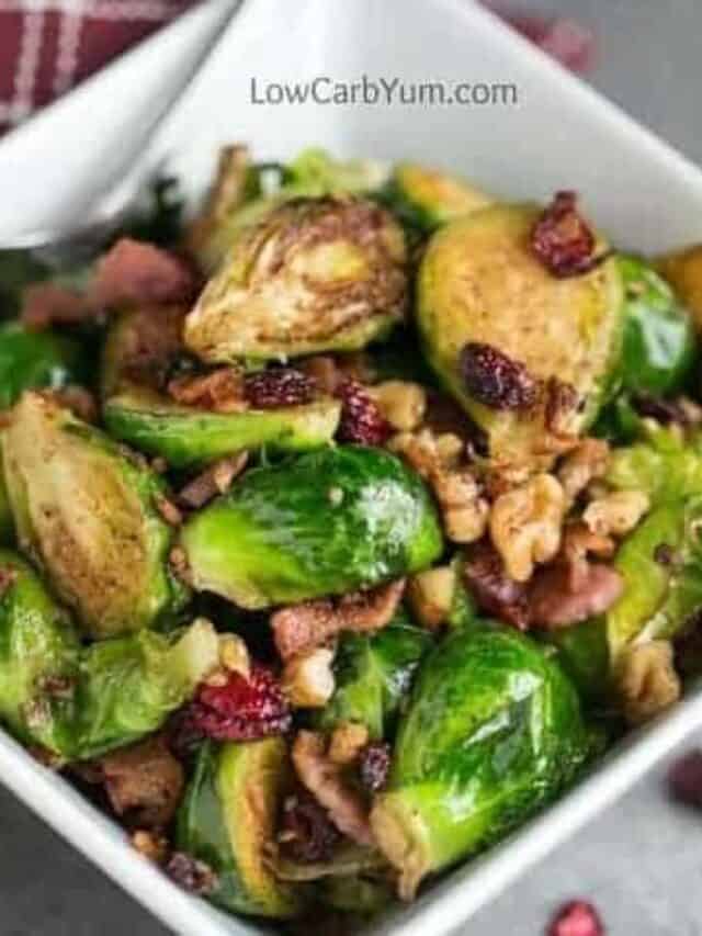 PAN FRIED BRUSSELS SPROUTS WITH BACON AND CRANBERRIES STORY