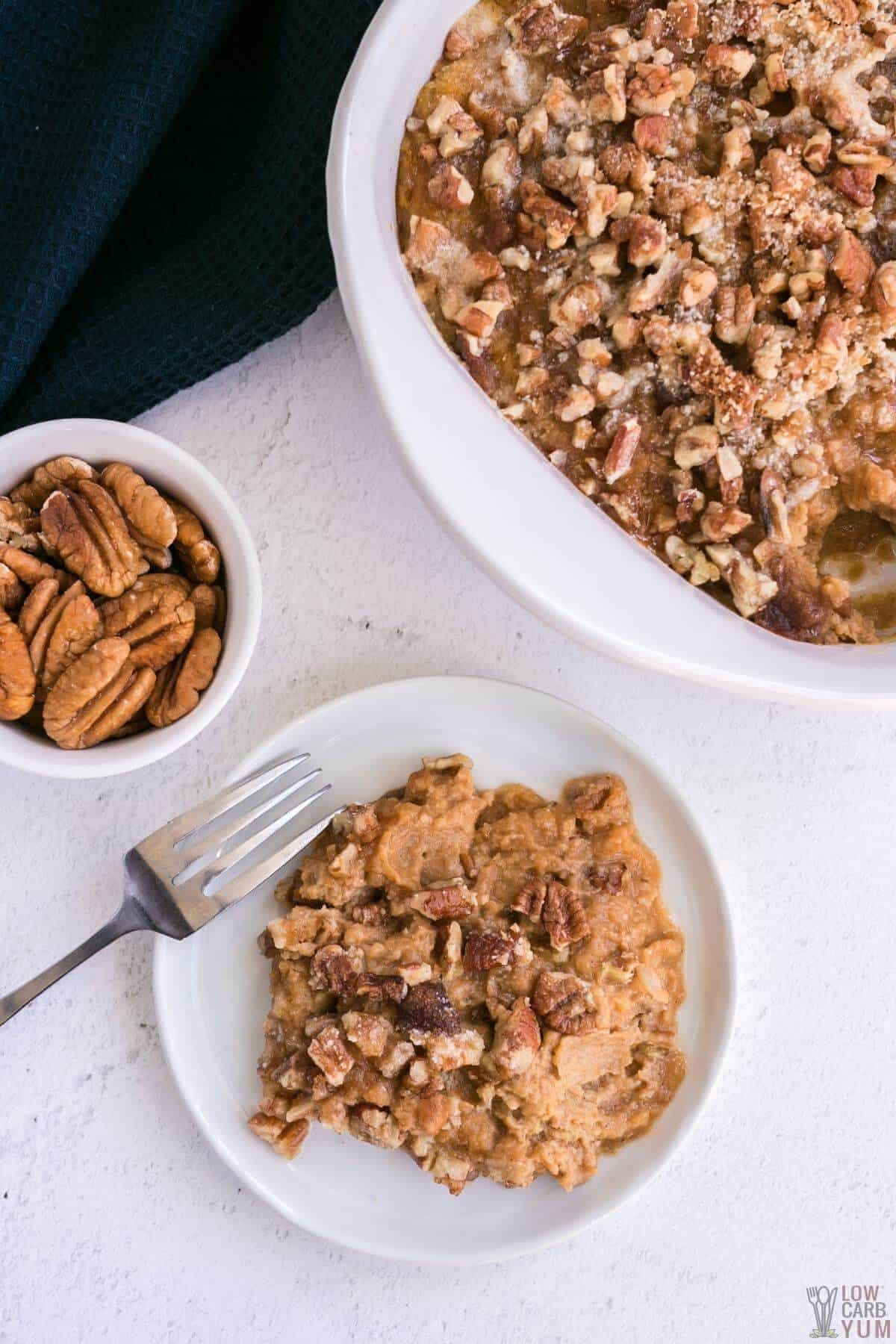 serving low carb sweet potato casserole alternative