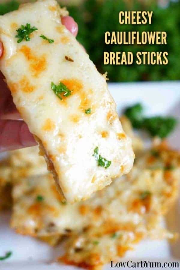 Cheesy Cauliflower Breadsticks Recipe Low Carb Yum
