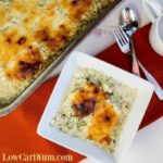 Chicken Alfredo casserole with broccoli