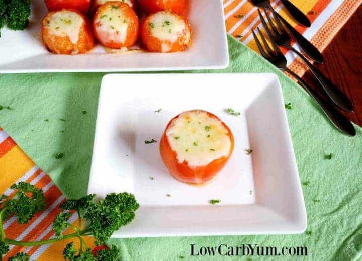 Stuffed tomato recipe on plate