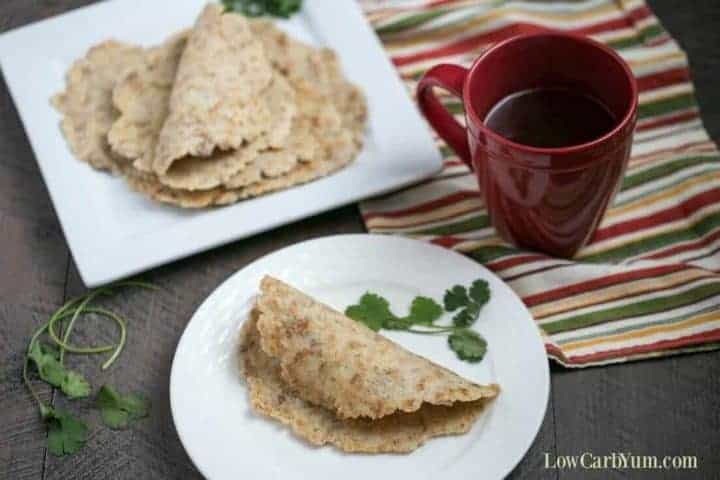 Almond flour low carb tortillas on plates