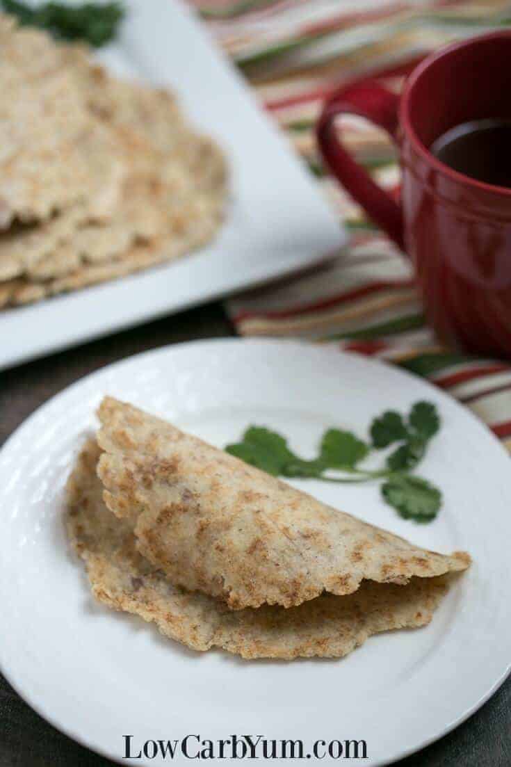 low carb almond flour keto tortilla on a plate